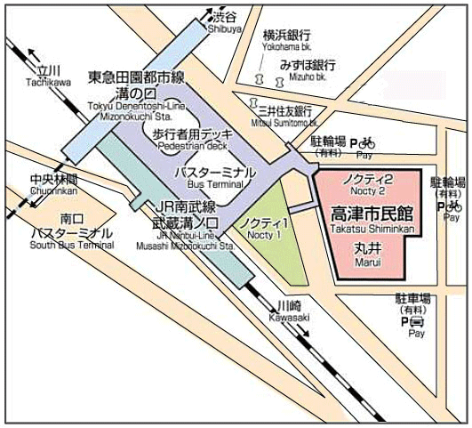 高津市民館案内地図